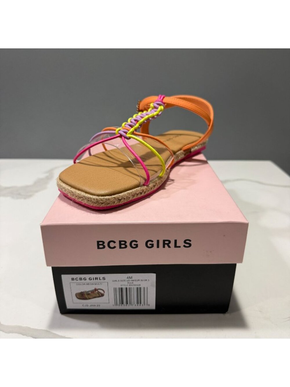 BCBG Girls Girls Elle Sandal Neon Multi Size 4 NEW